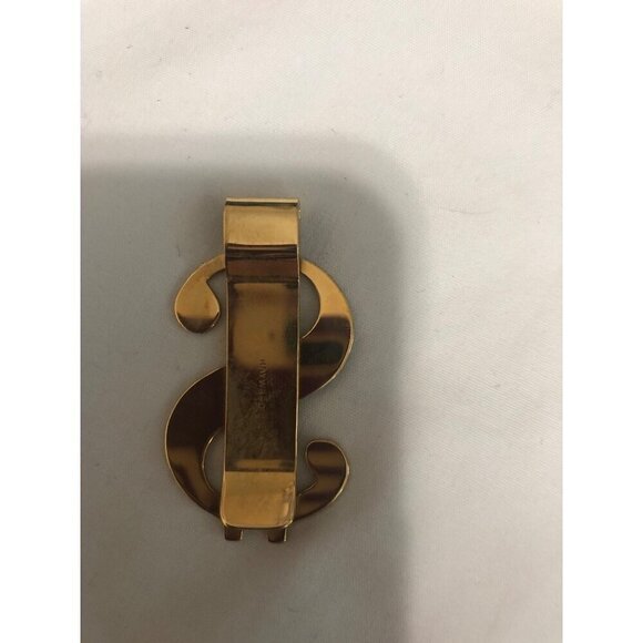 A&Z Hayward Money Clip Dollar Sign Gold Tone Brushed Etched Slim Brass Vintage - Picture 3 of 8